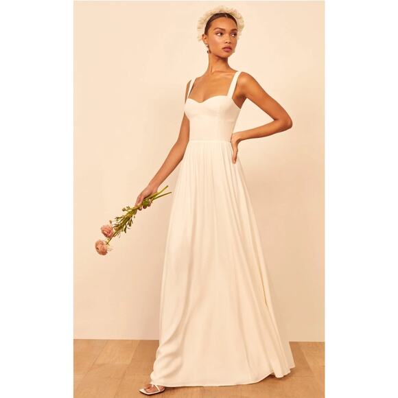 Reformation Hollyhock Ivory Cream Lecce Maxi Bride Bridal Gown Wedding Dress XS - Picture 7 of 16